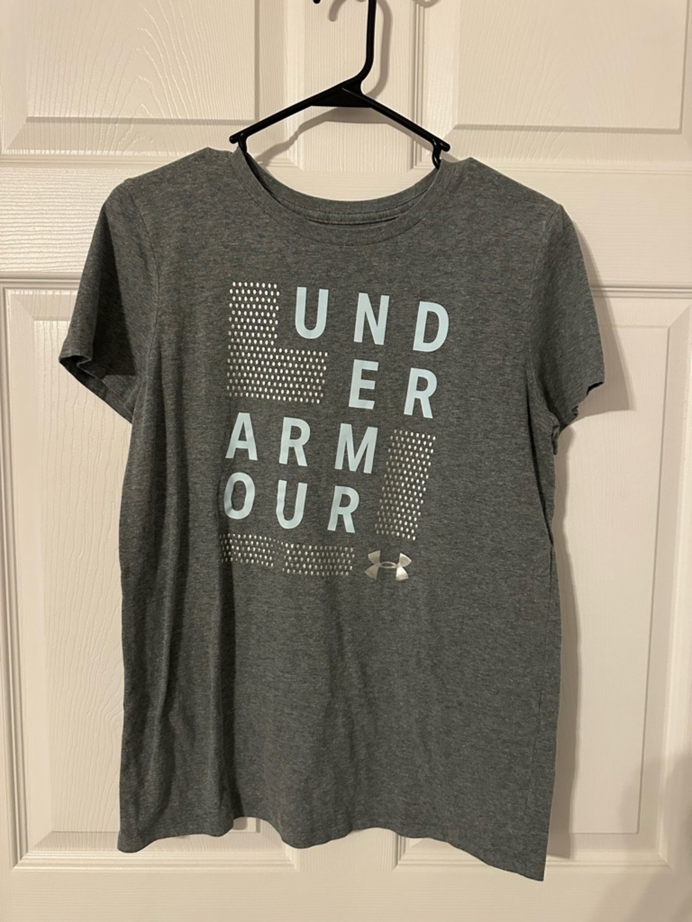 Under Armour Gray Tee with Light Blue Graphic